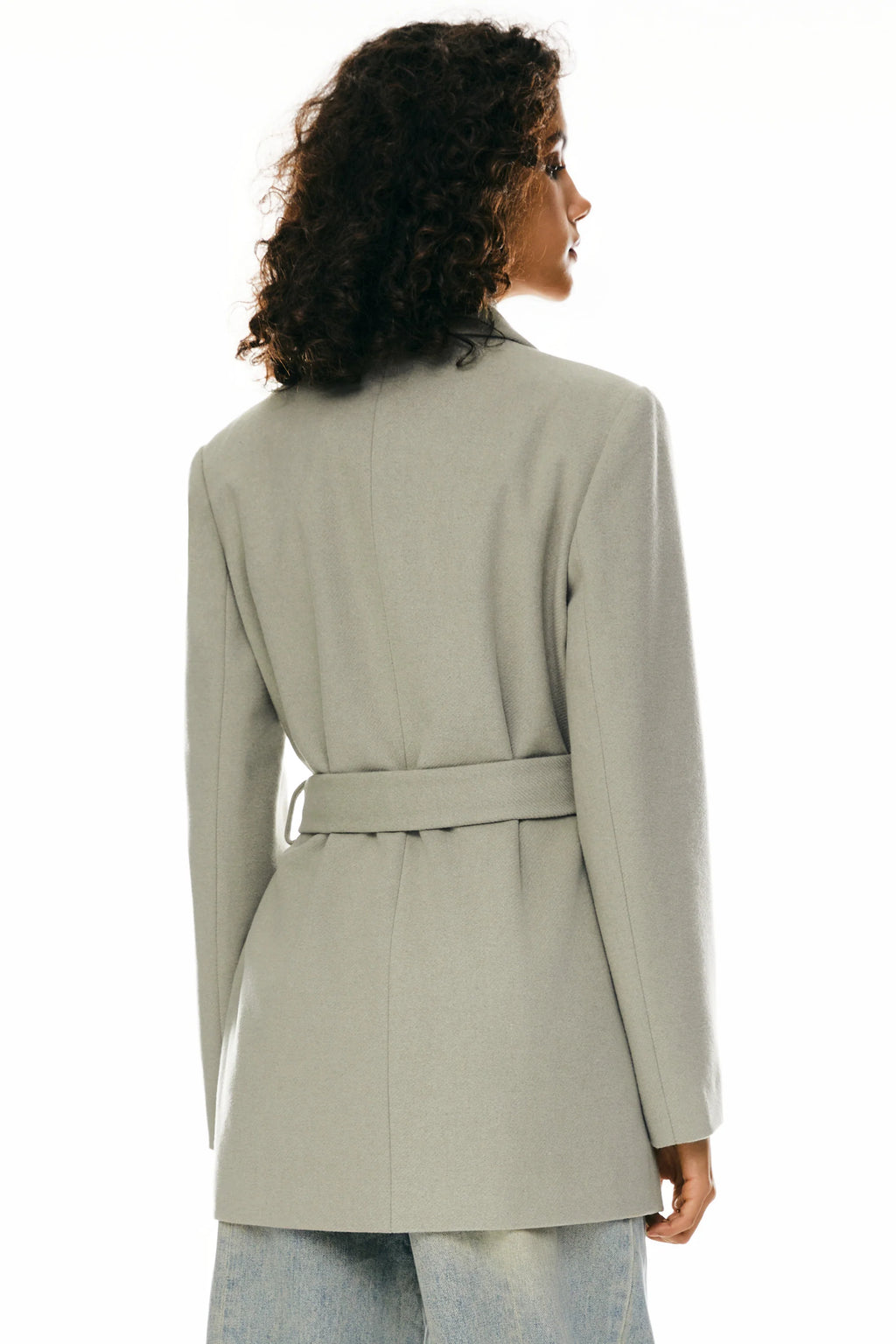 Wool Blend Mid-Length Lapel Coat - Slim Fit
