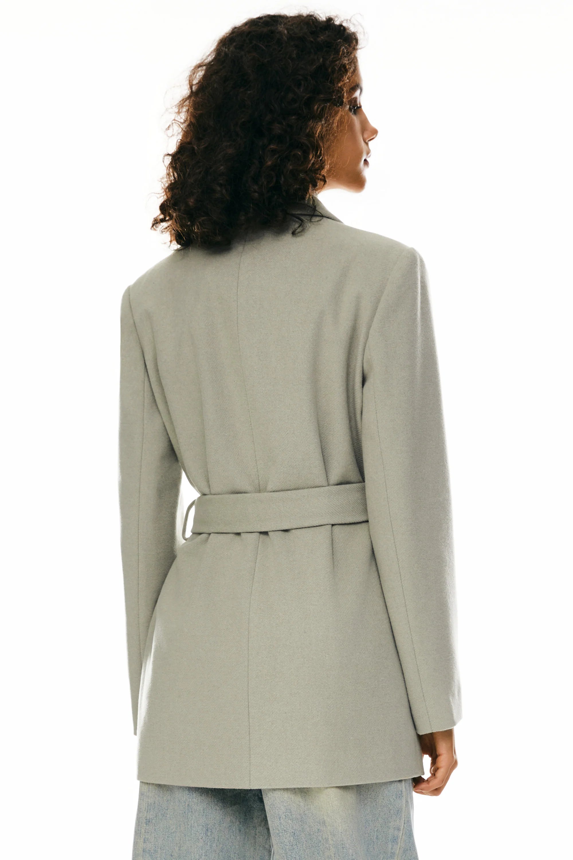 Wool Blend Mid-Length Lapel Coat - Slim Fit