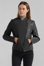 Cropped Slim Fit Faux Leather Jacket