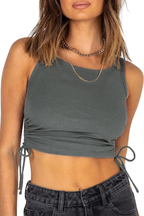 Ribbed Drawstring Crop Tank