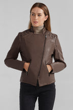 Cropped Slim Fit Faux Leather Jacket