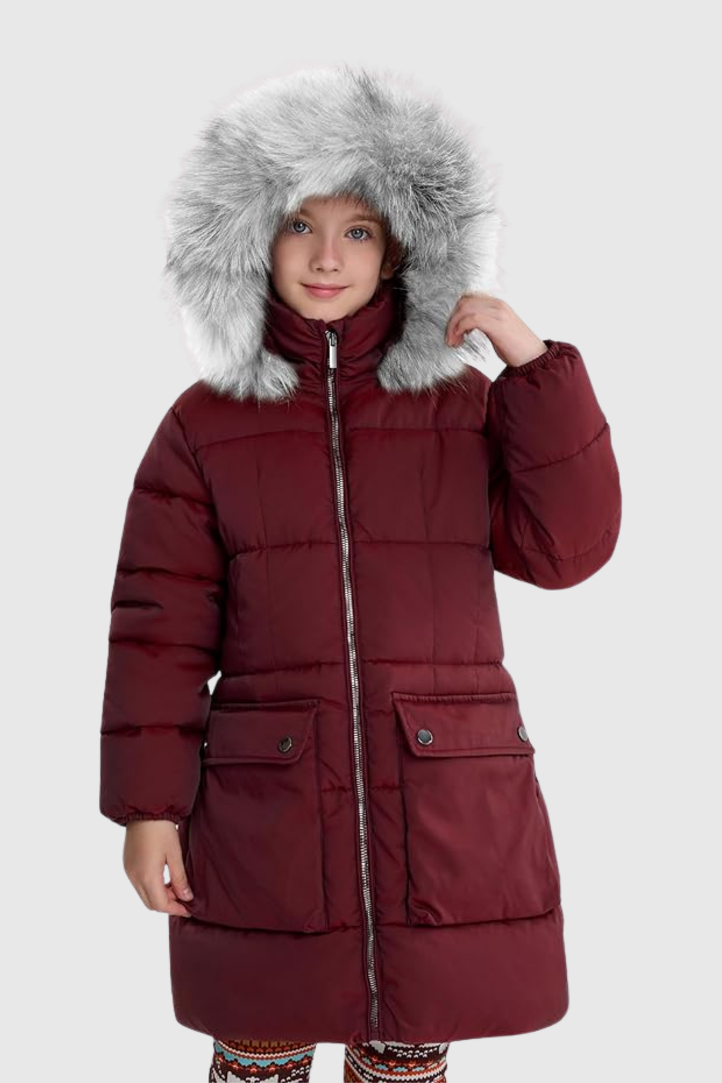 Girls Puffer Winter Coat Faux-Down Heavyweight Snow Parka
