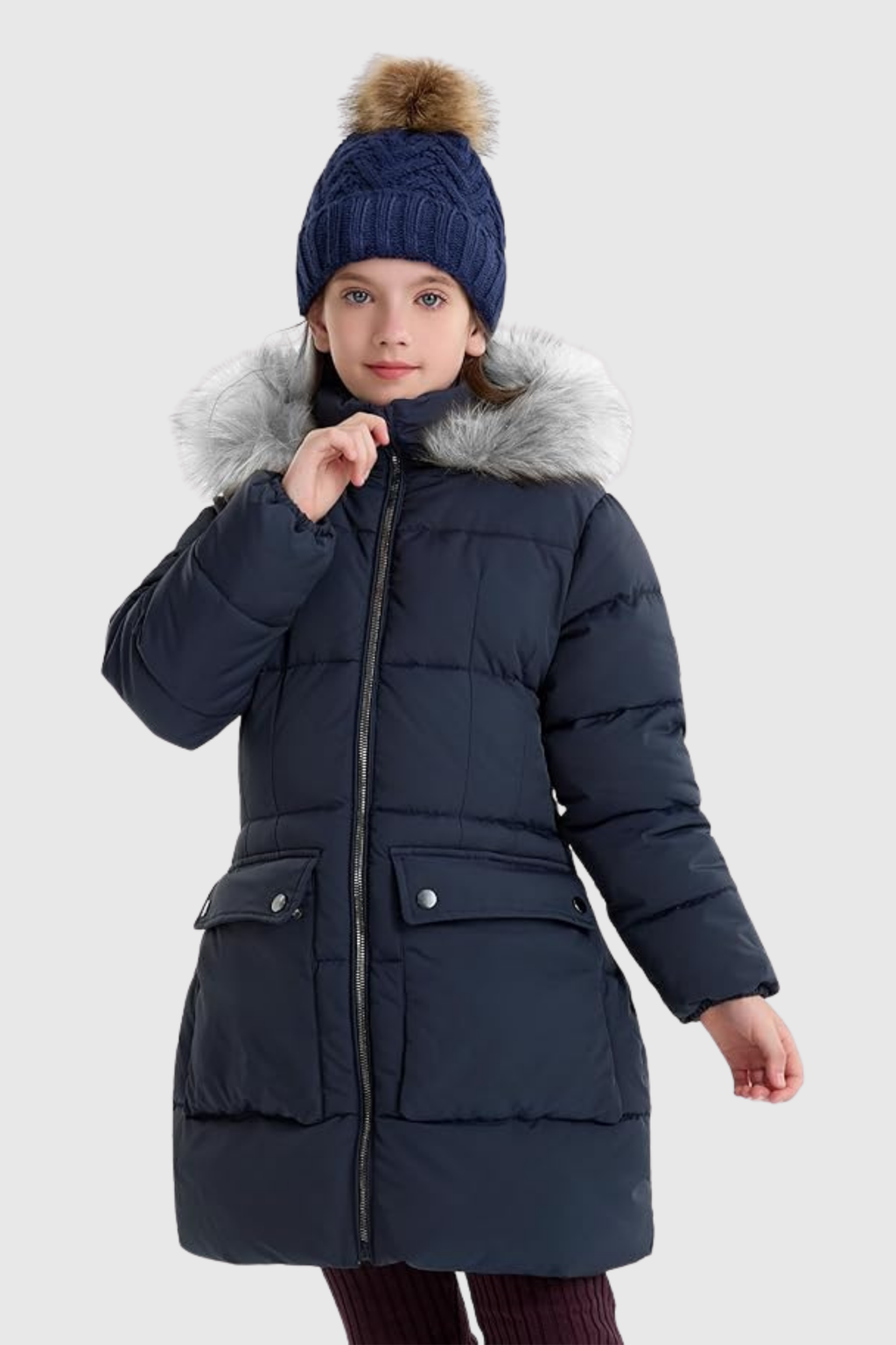 Girls Puffer Winter Coat Faux-Down Heavyweight Snow Parka