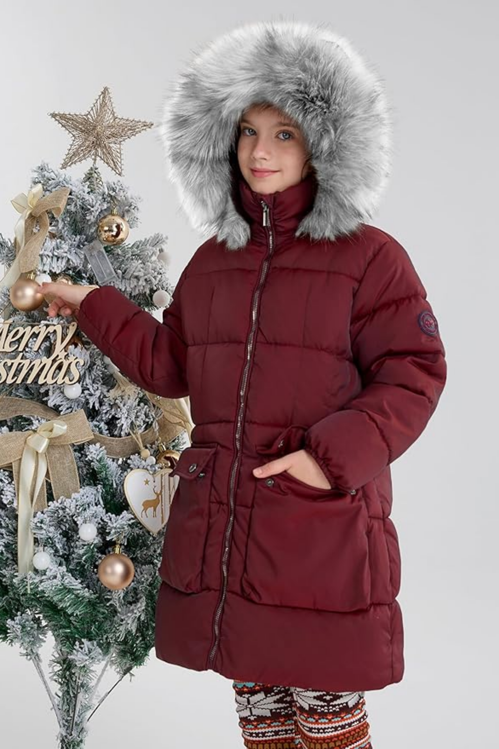 Girls Puffer Winter Coat Faux-Down Heavyweight Snow Parka