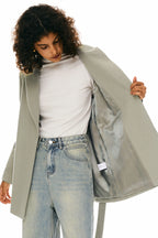 Wool Blend Mid-Length Lapel Coat - Slim Fit