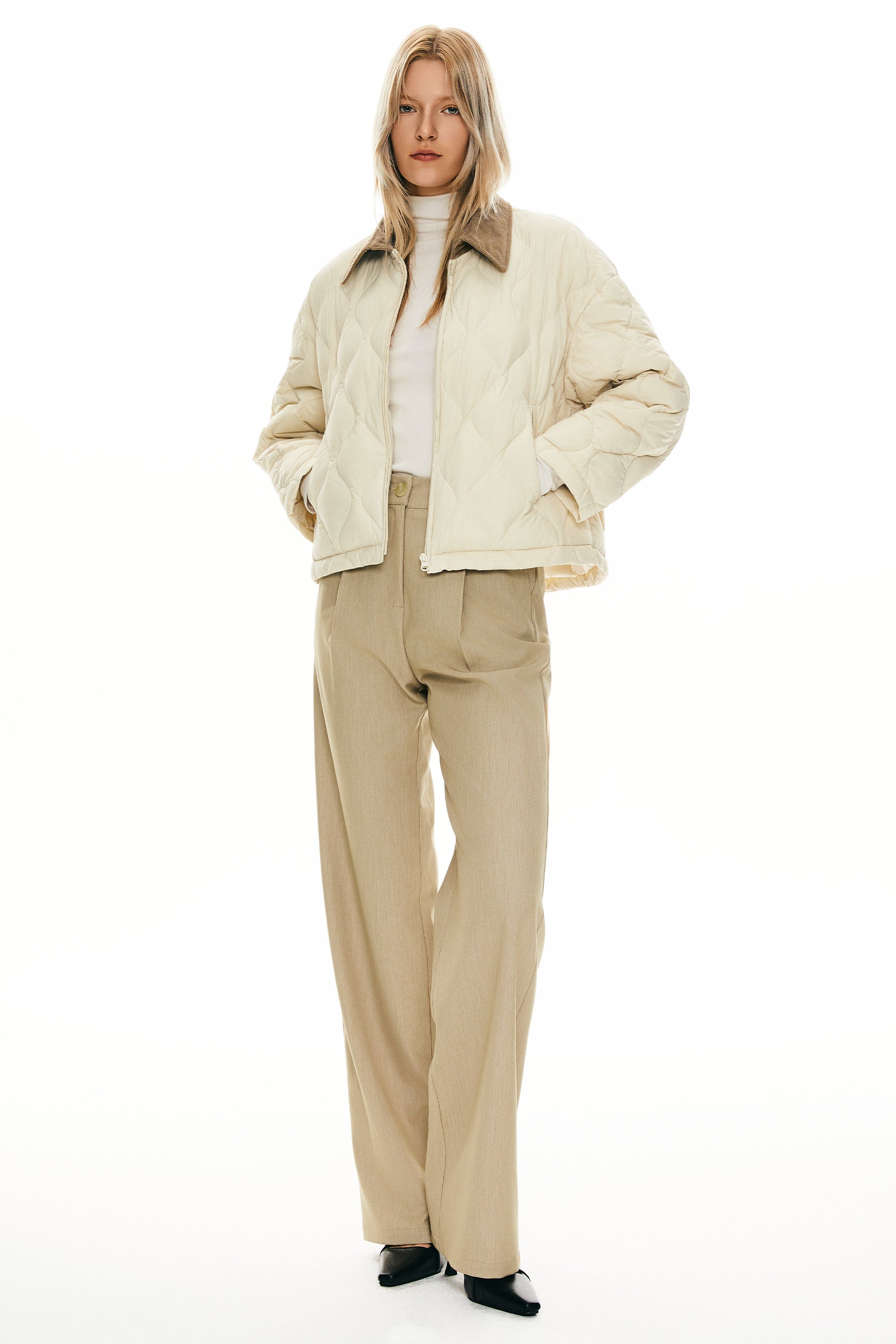 Lightweight Cropped Down Puffer Jacket