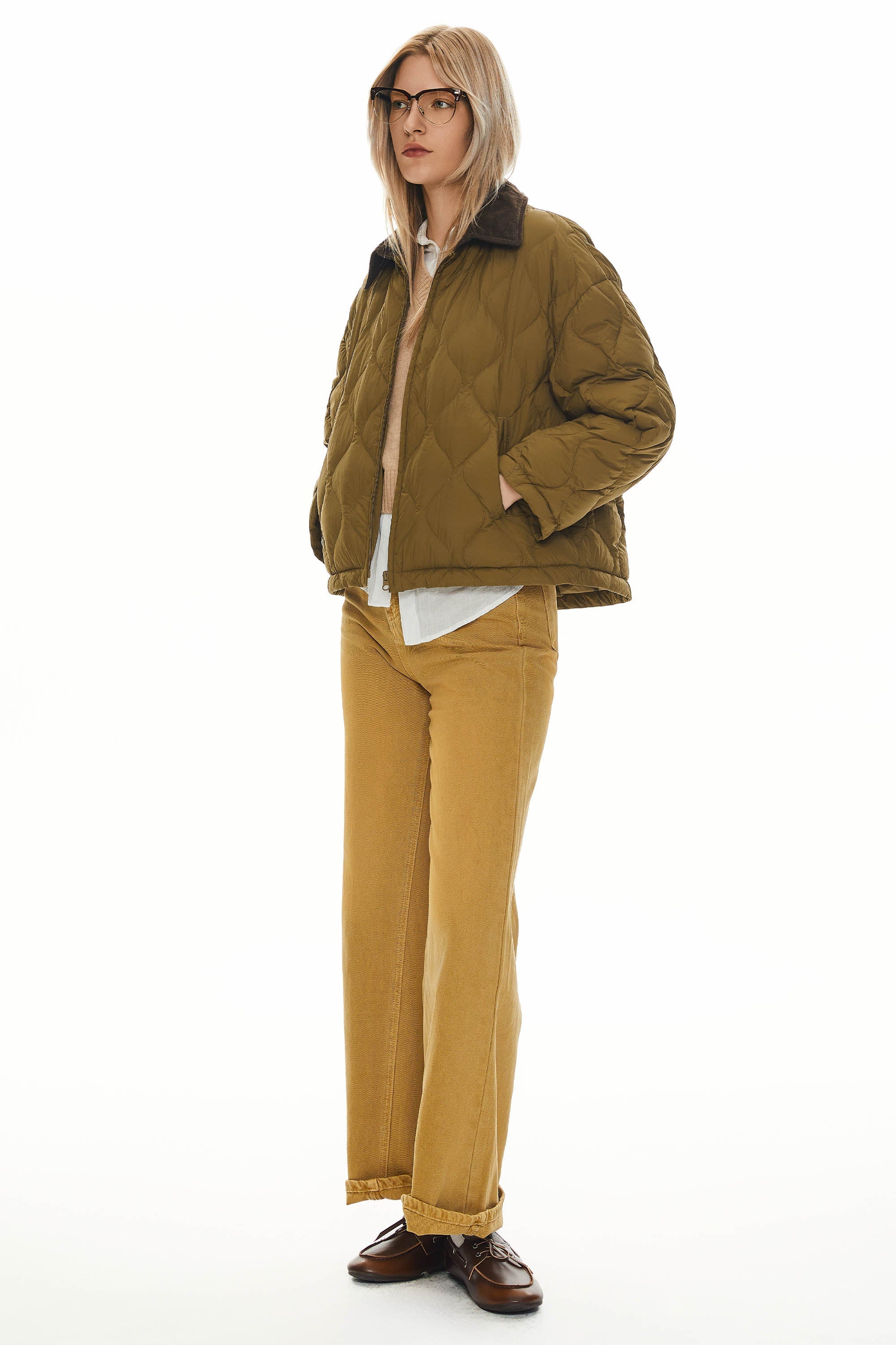 Lightweight Cropped Down Puffer Jacket