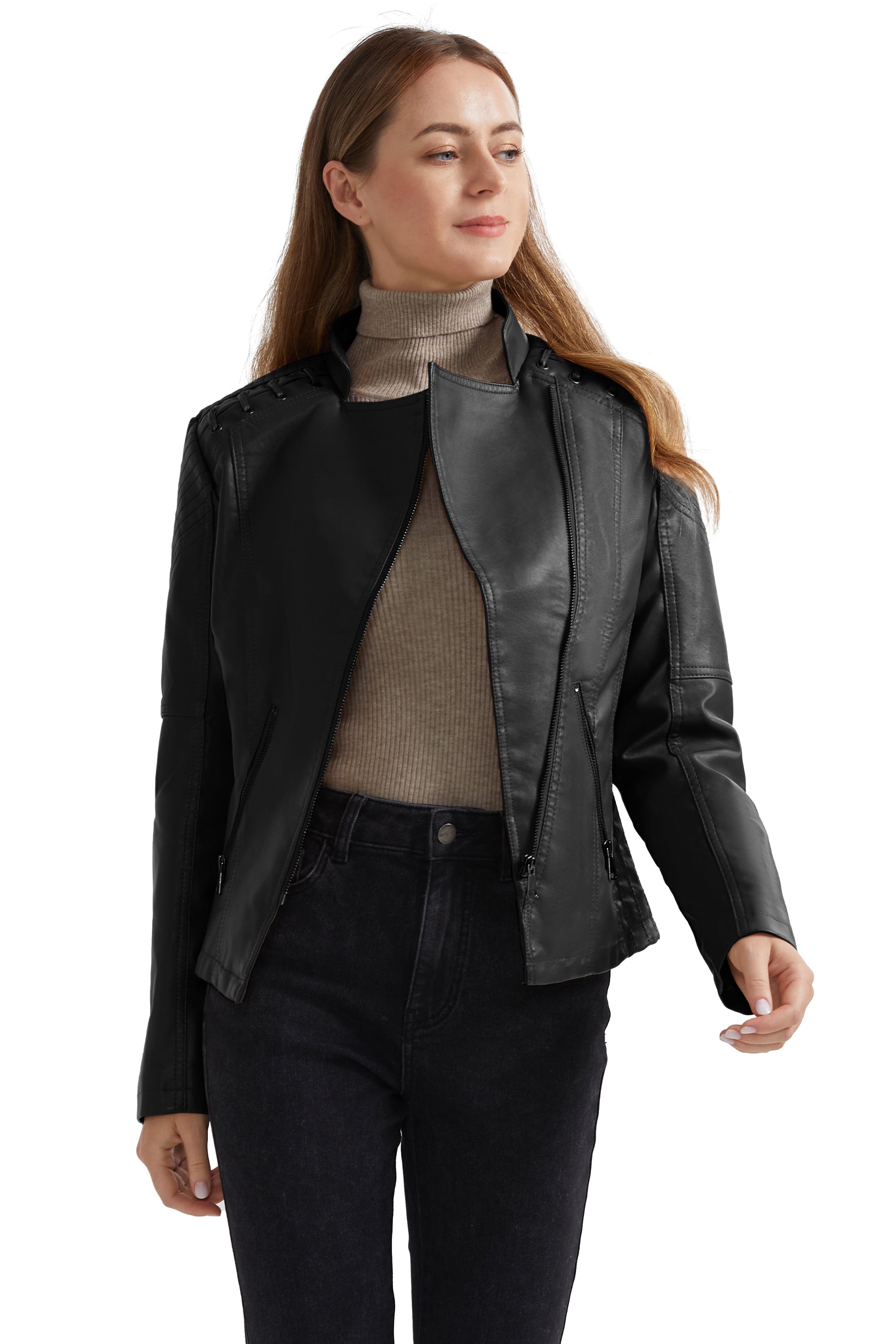 Cropped Slim Fit Faux Leather Jacket