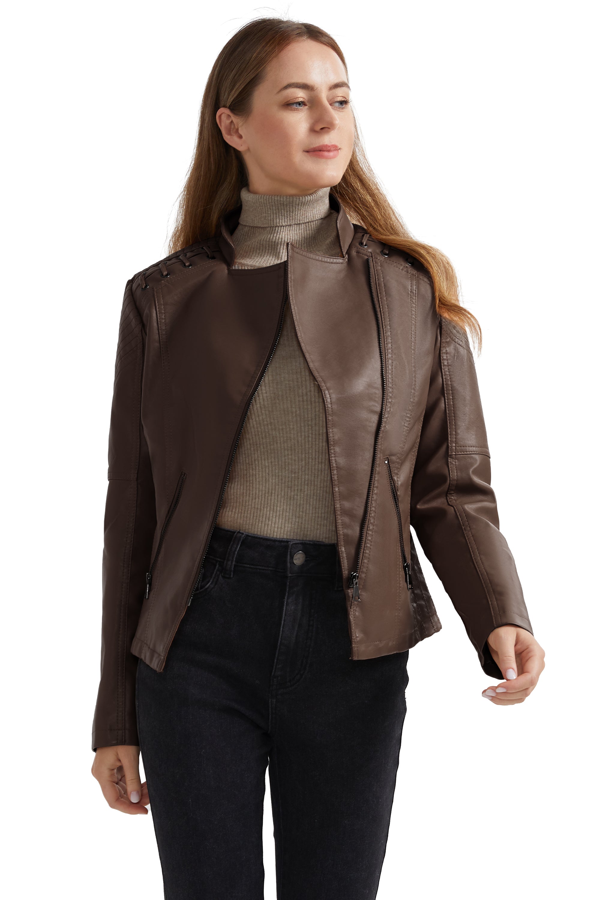 Cropped Slim Fit Faux Leather Jacket