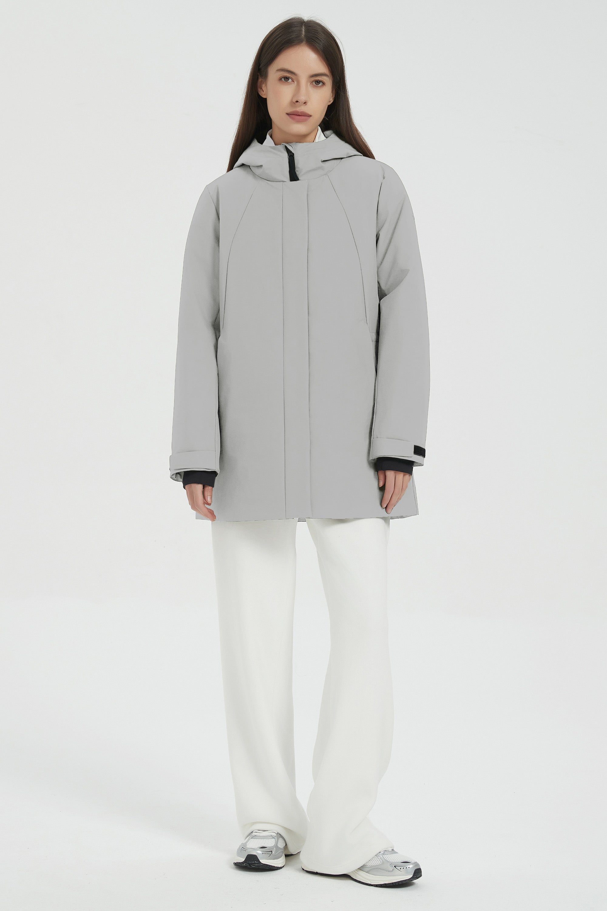Hooded Winter Warm Parka Jacket Full Zip Lightweight
