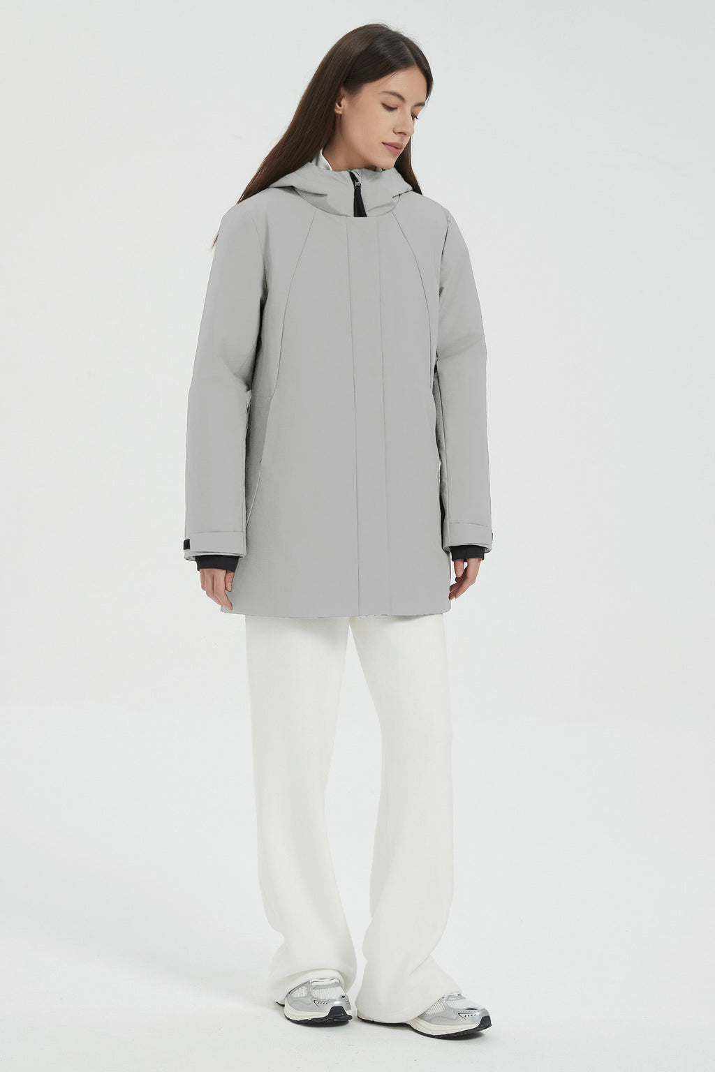 Hooded Winter Warm Parka Jacket Full Zip Lightweight