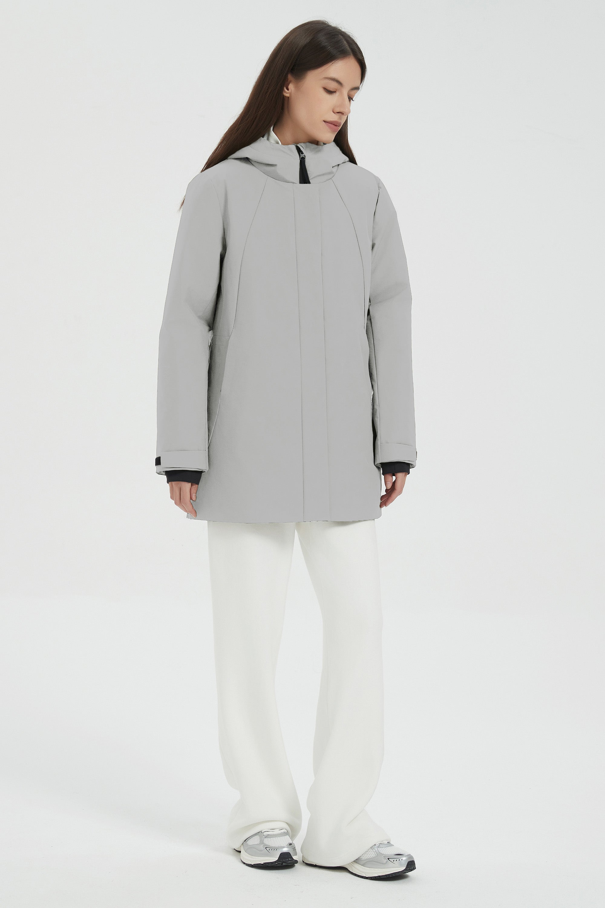 Hooded Winter Warm Parka Jacket Full Zip Lightweight