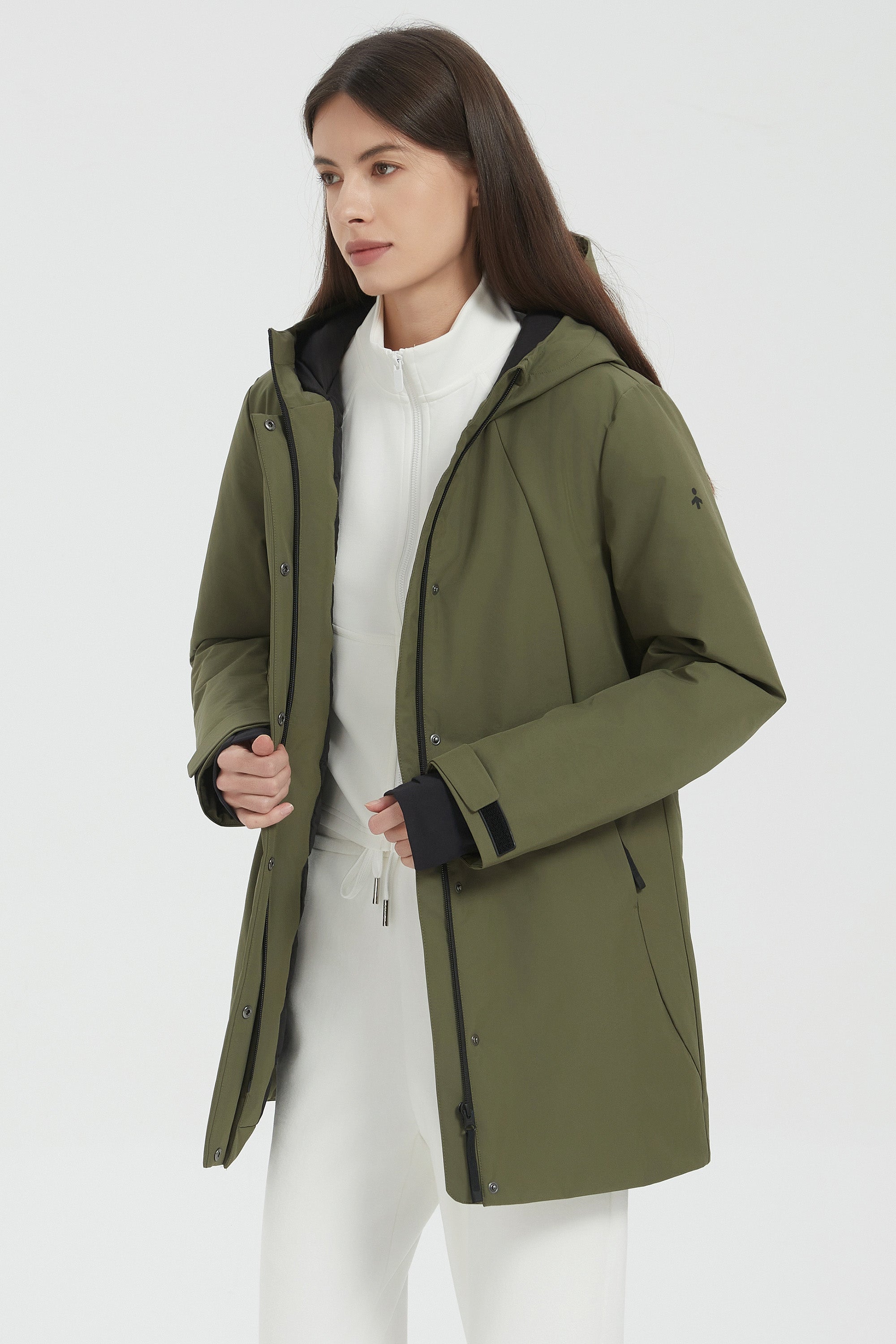 Hooded Winter Warm Parka Jacket Full Zip Lightweight