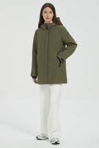 Hooded Winter Warm Parka Jacket Full Zip Lightweight