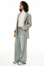 Wool Blend Mid-Length Lapel Coat - Slim Fit