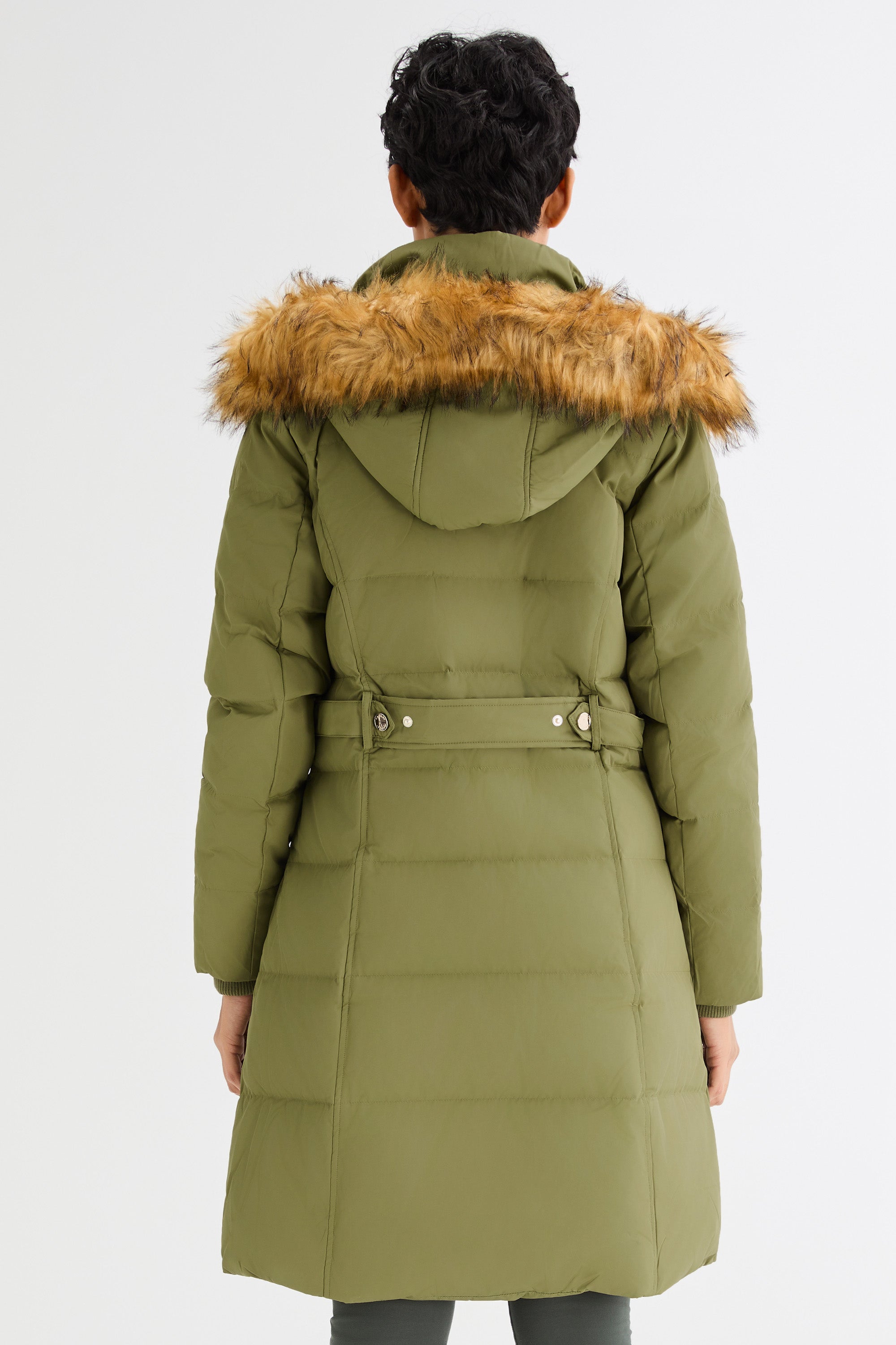 Long Faux Fur Hooded Down Coat