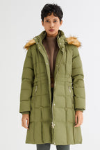 Long Faux Fur Hooded Down Coat