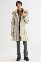 Long Faux Fur Hooded Down Coat