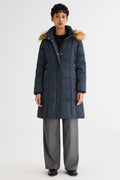 Long Faux Fur Hooded Down Coat