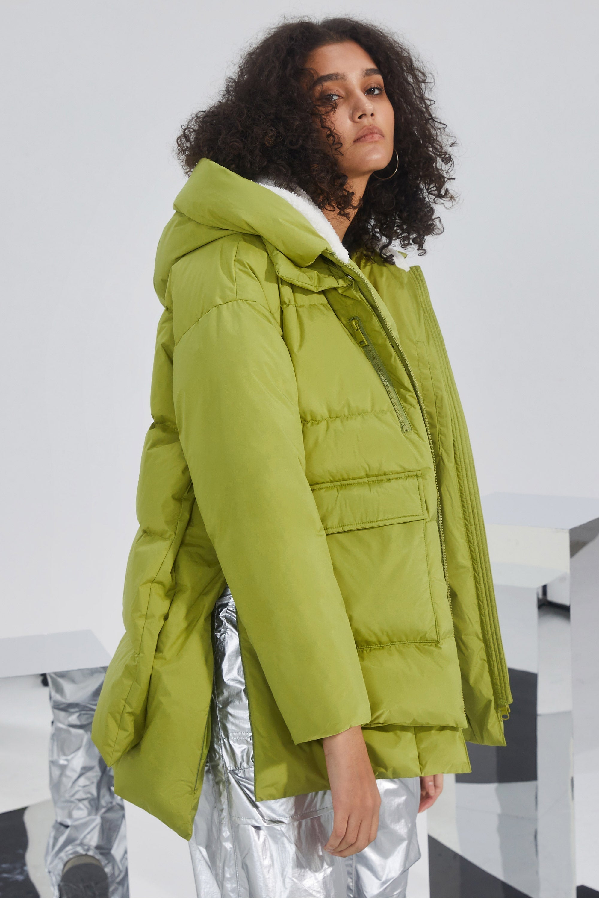 092 Universe® Hooded Down Jacket with Slitted Hem