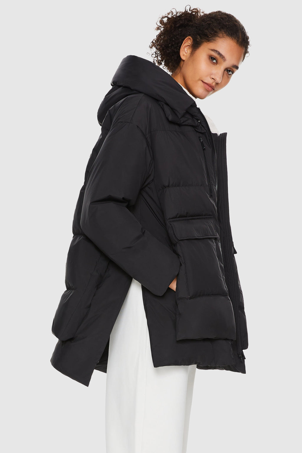 092 Universe® Hooded Down Jacket with Slitted Hem