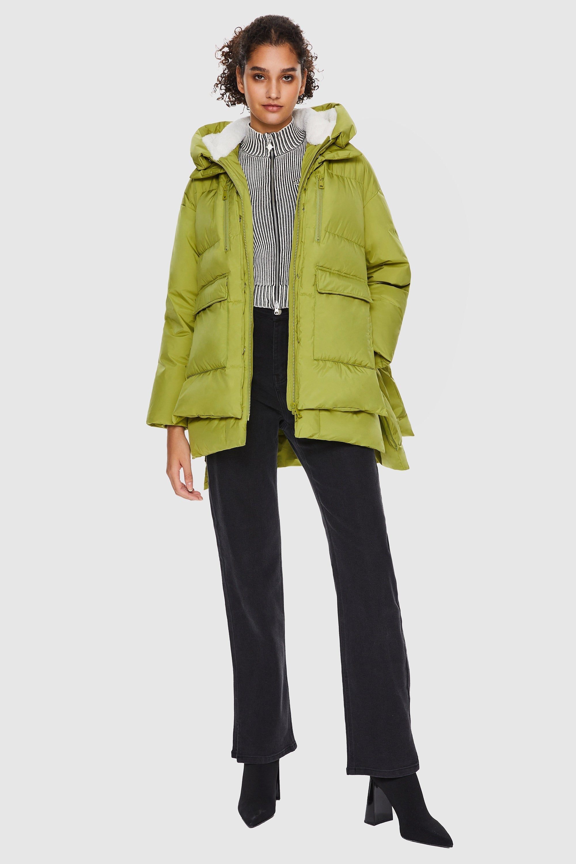 092 Universe® Hooded Down Jacket with Slitted Hem