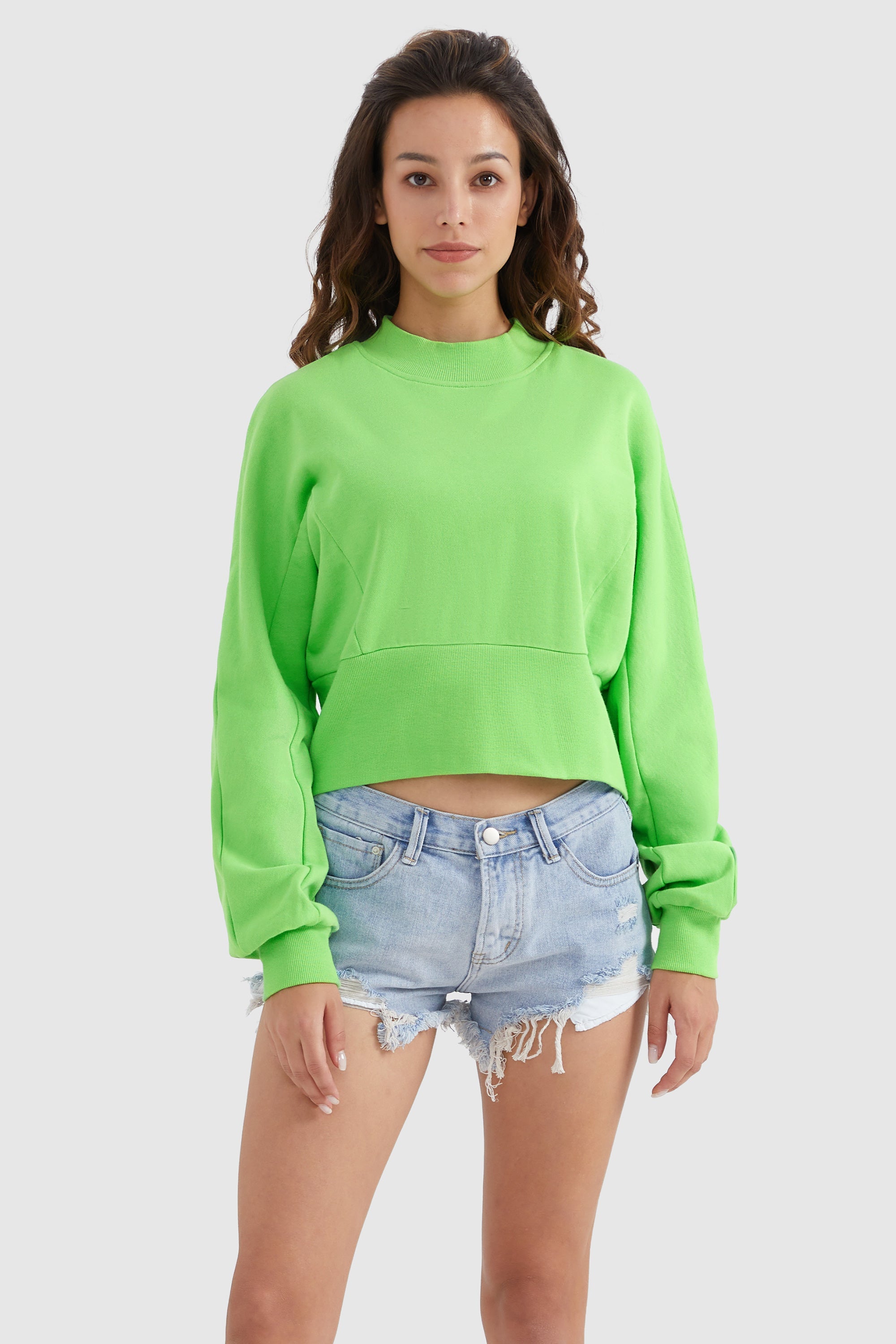 Crewneck Drop Shoulder Cropped Sweatshirt