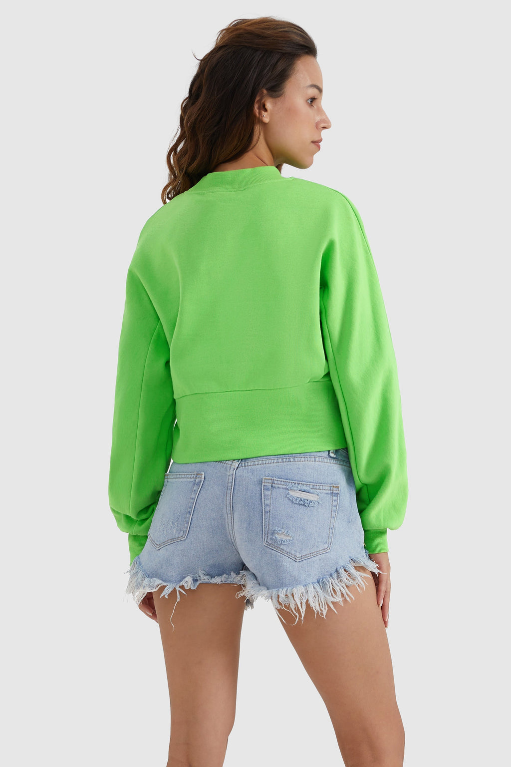 Crewneck Drop Shoulder Cropped Sweatshirt