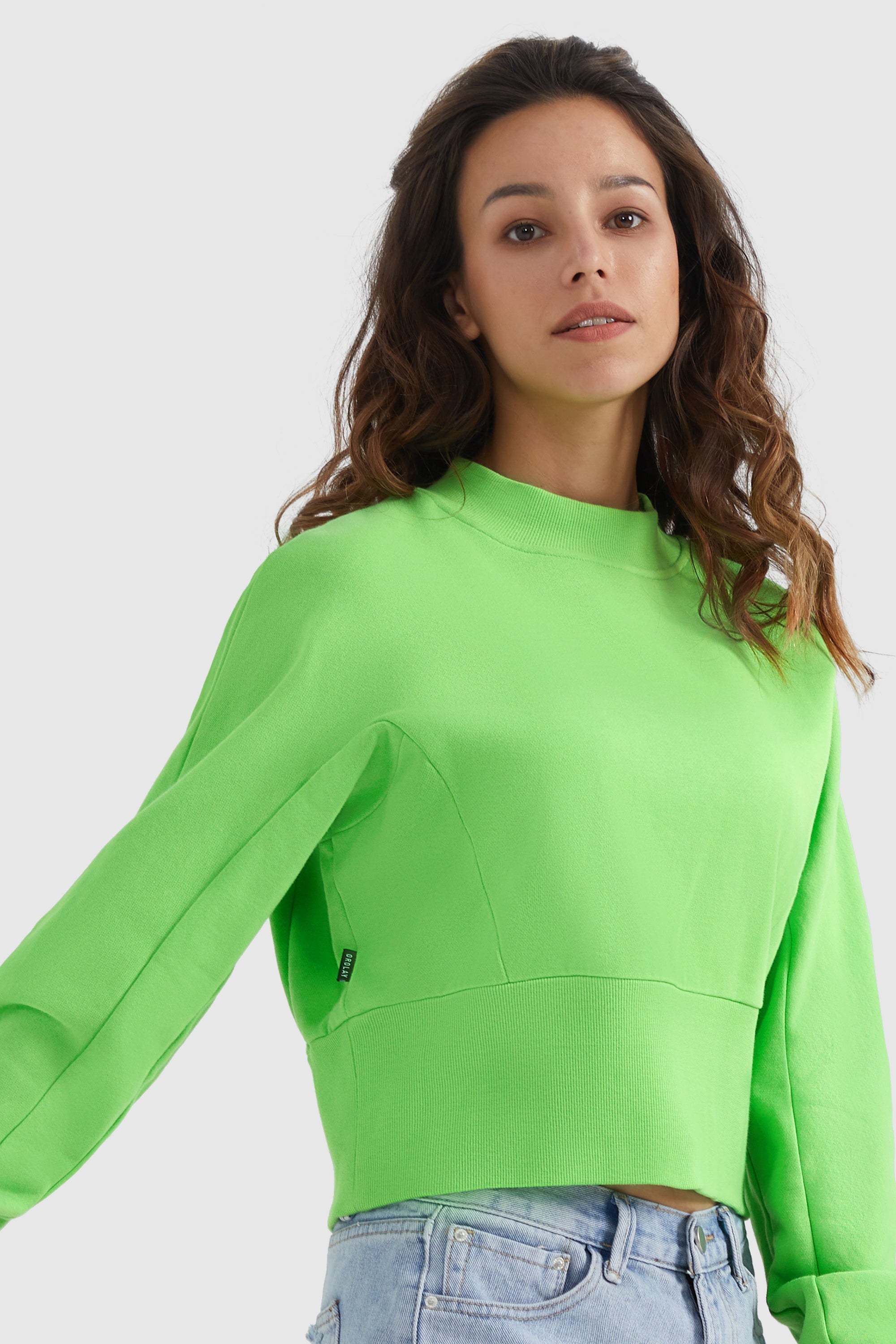 Crewneck Drop Shoulder Cropped Sweatshirt