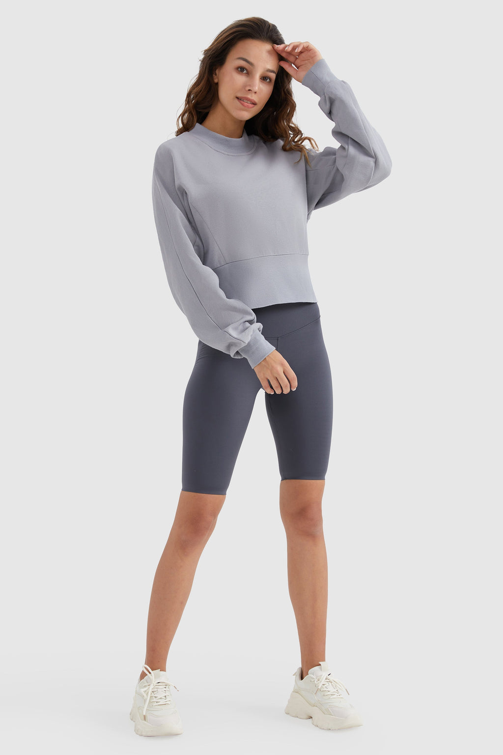 Crewneck Drop Shoulder Cropped Sweatshirt