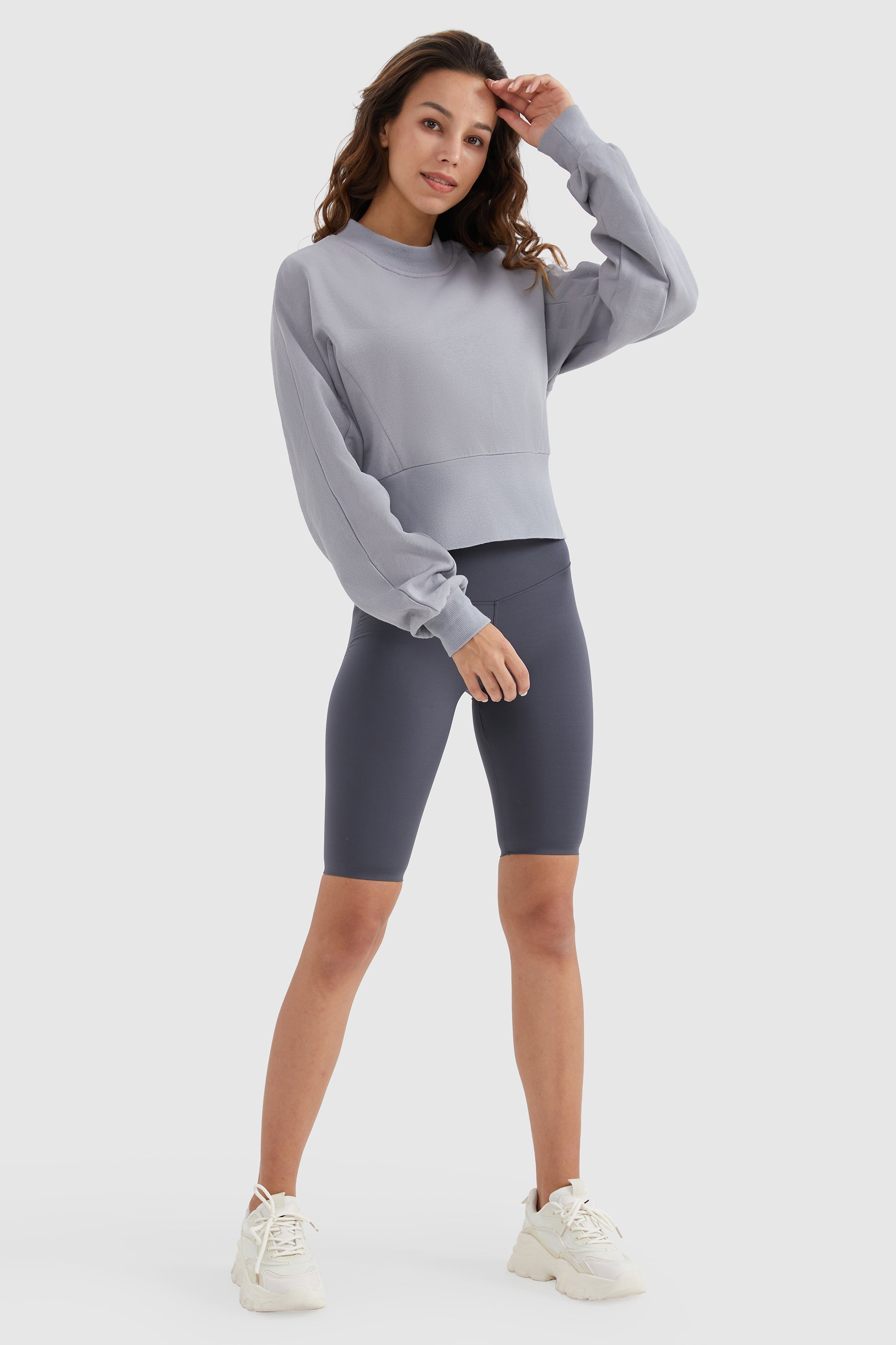 Crewneck Drop Shoulder Cropped Sweatshirt