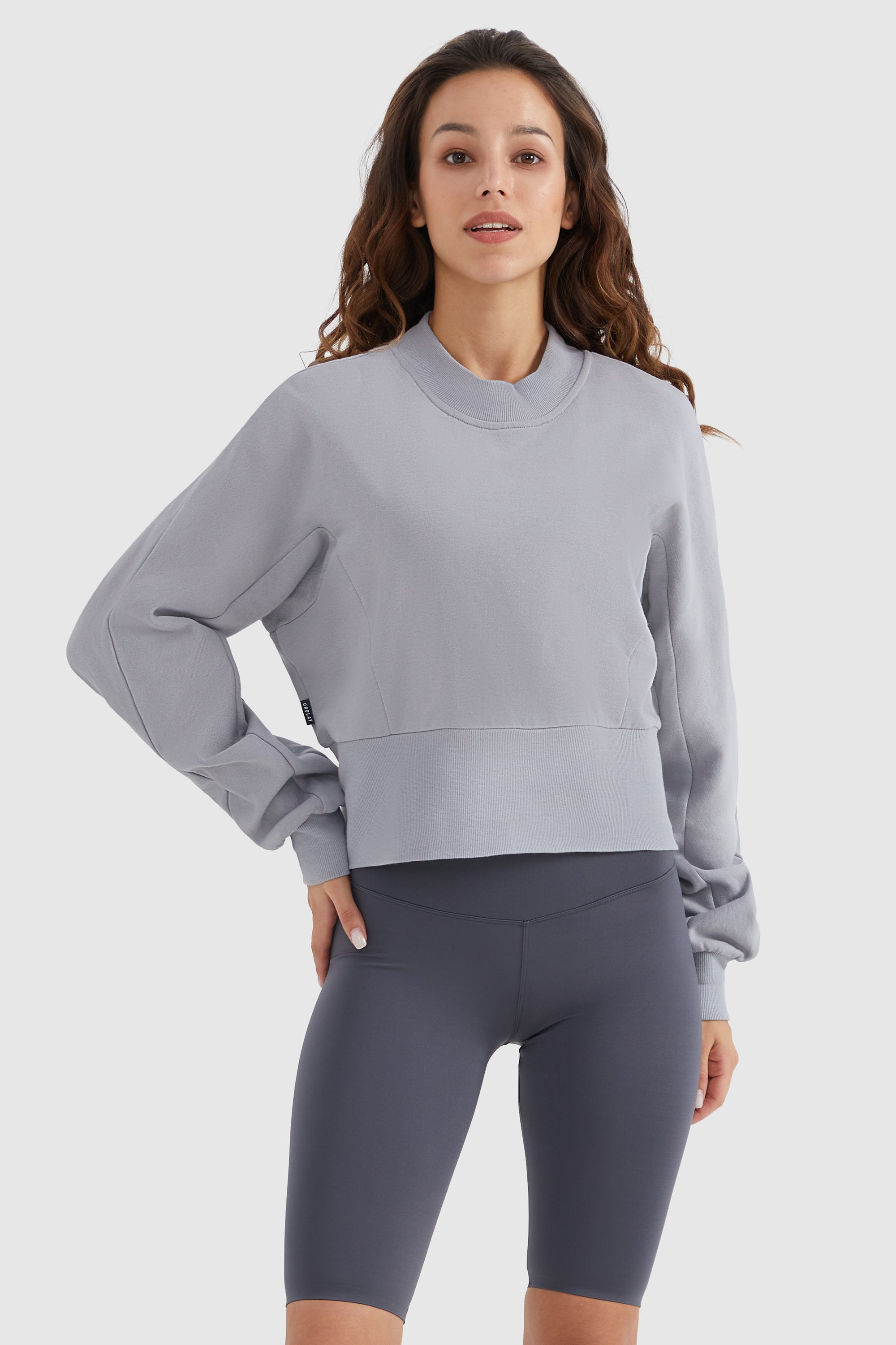 Crewneck Drop Shoulder Cropped Sweatshirt