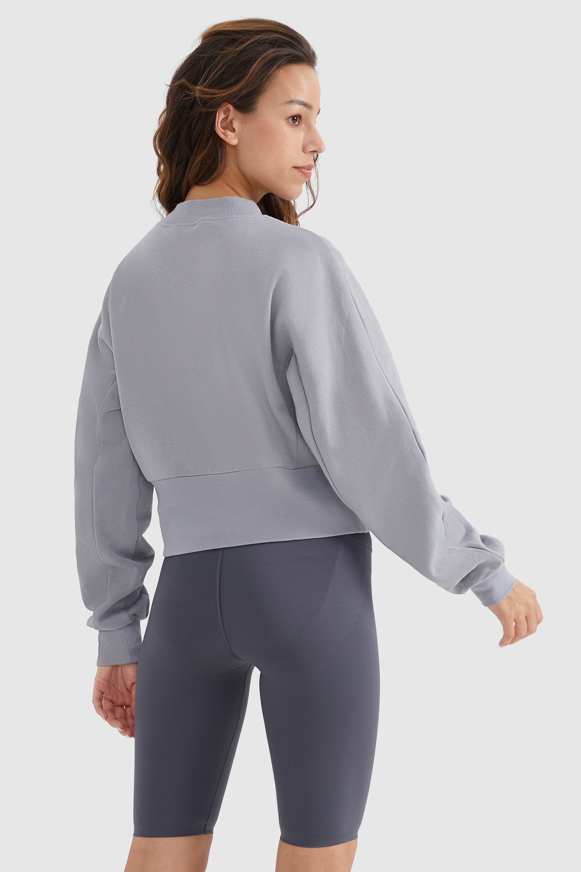 Crewneck Drop Shoulder Cropped Sweatshirt