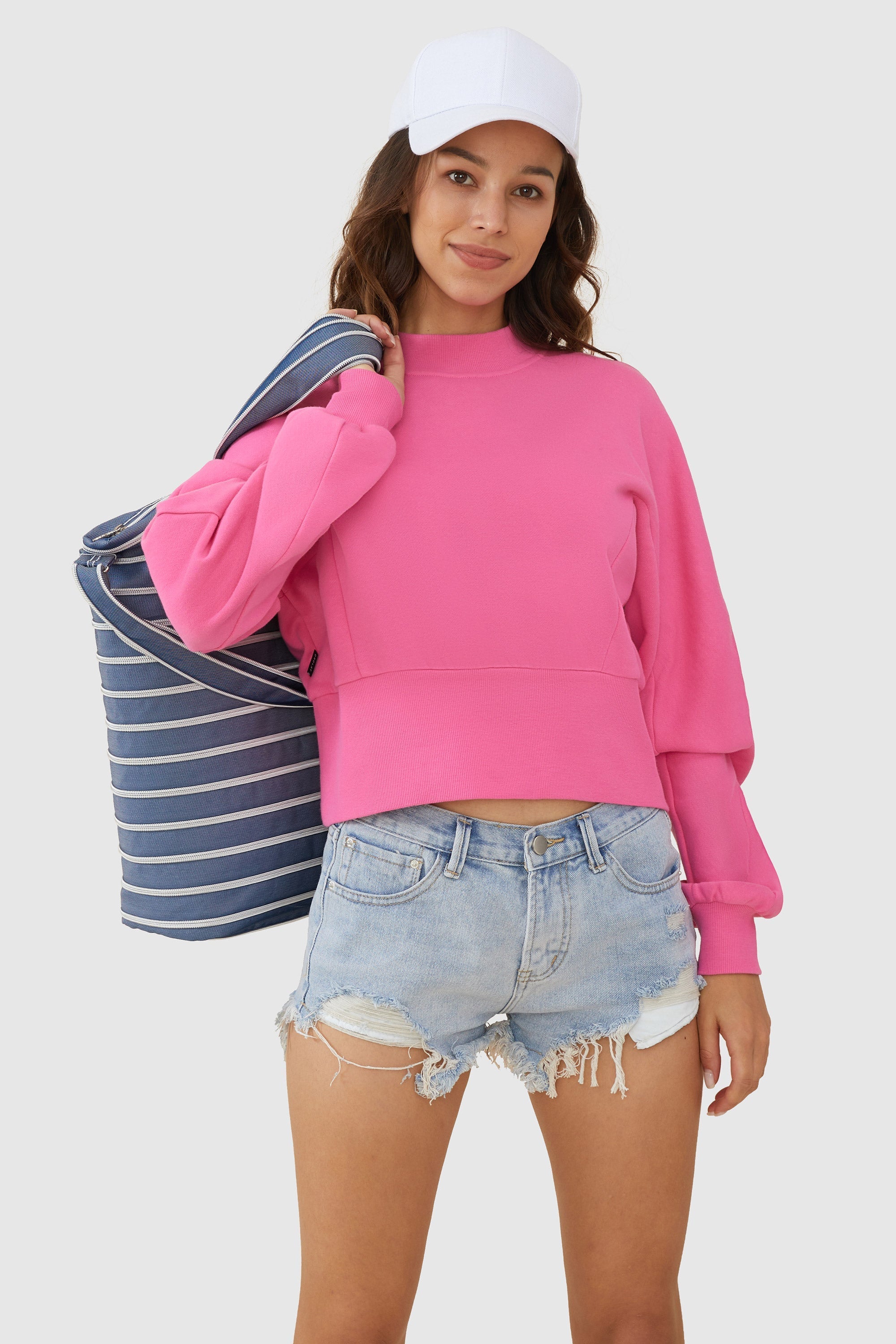 Crewneck Drop Shoulder Cropped Sweatshirt