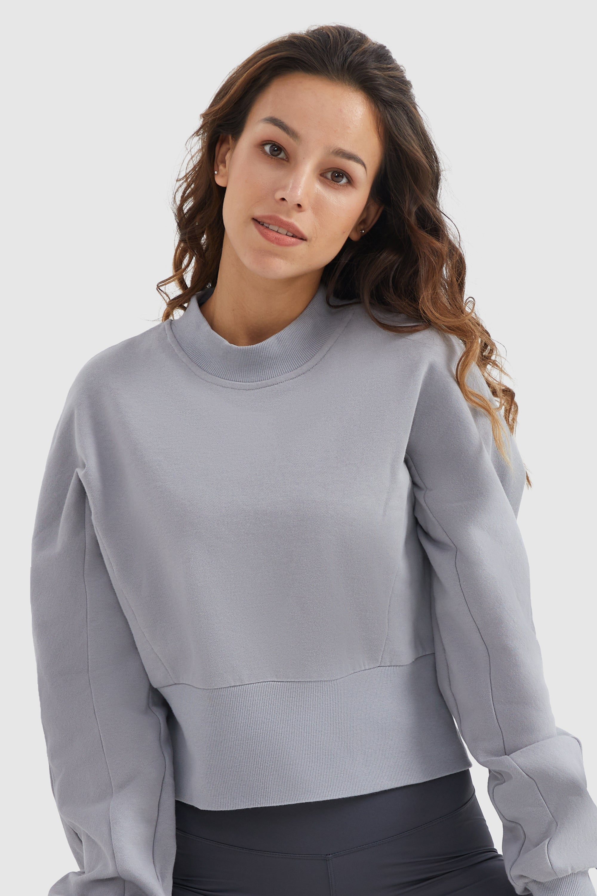 Crewneck Drop Shoulder Cropped Sweatshirt