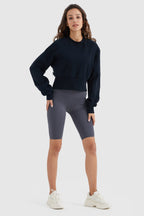 Crewneck Drop Shoulder Cropped Sweatshirt