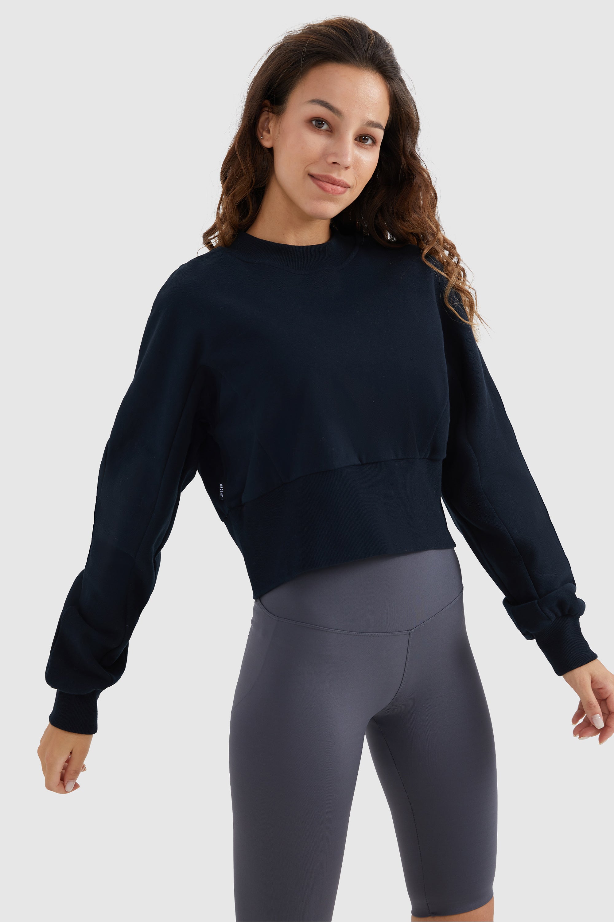 Crewneck Drop Shoulder Cropped Sweatshirt
