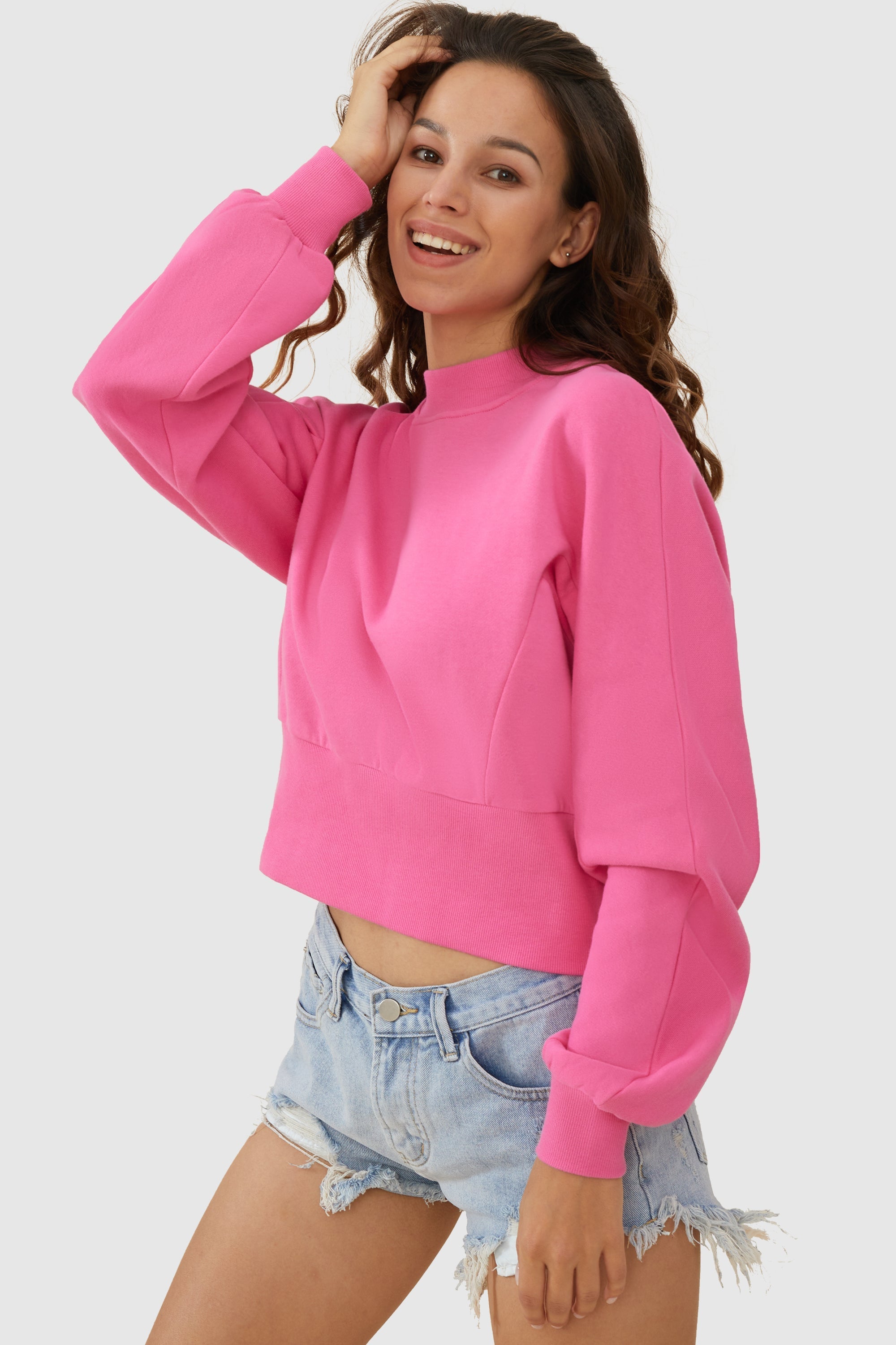 Crewneck Drop Shoulder Cropped Sweatshirt