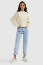 Crewneck Drop Shoulder Cropped Sweatshirt