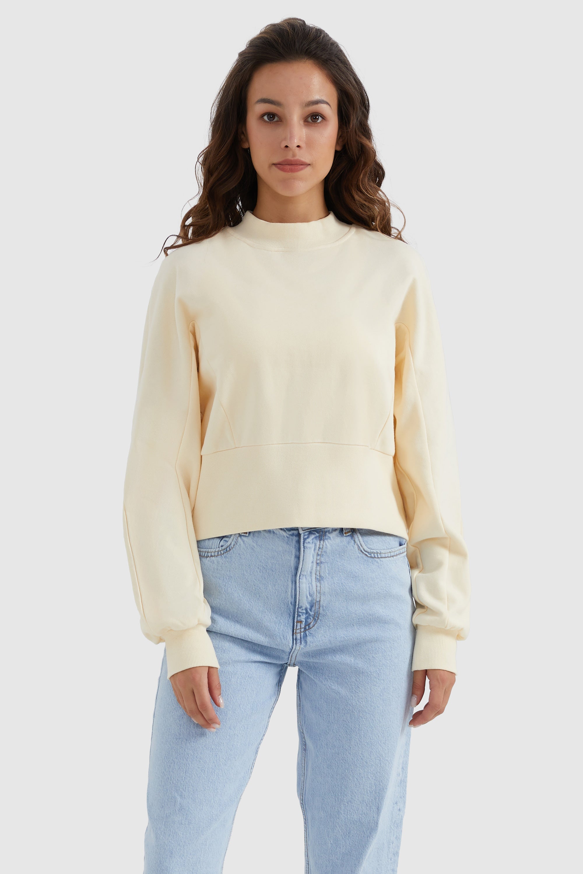 Crewneck Drop Shoulder Cropped Sweatshirt