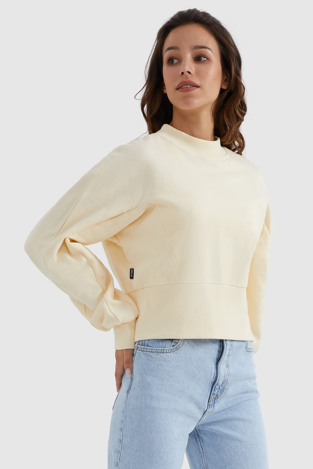 Crewneck Drop Shoulder Cropped Sweatshirt
