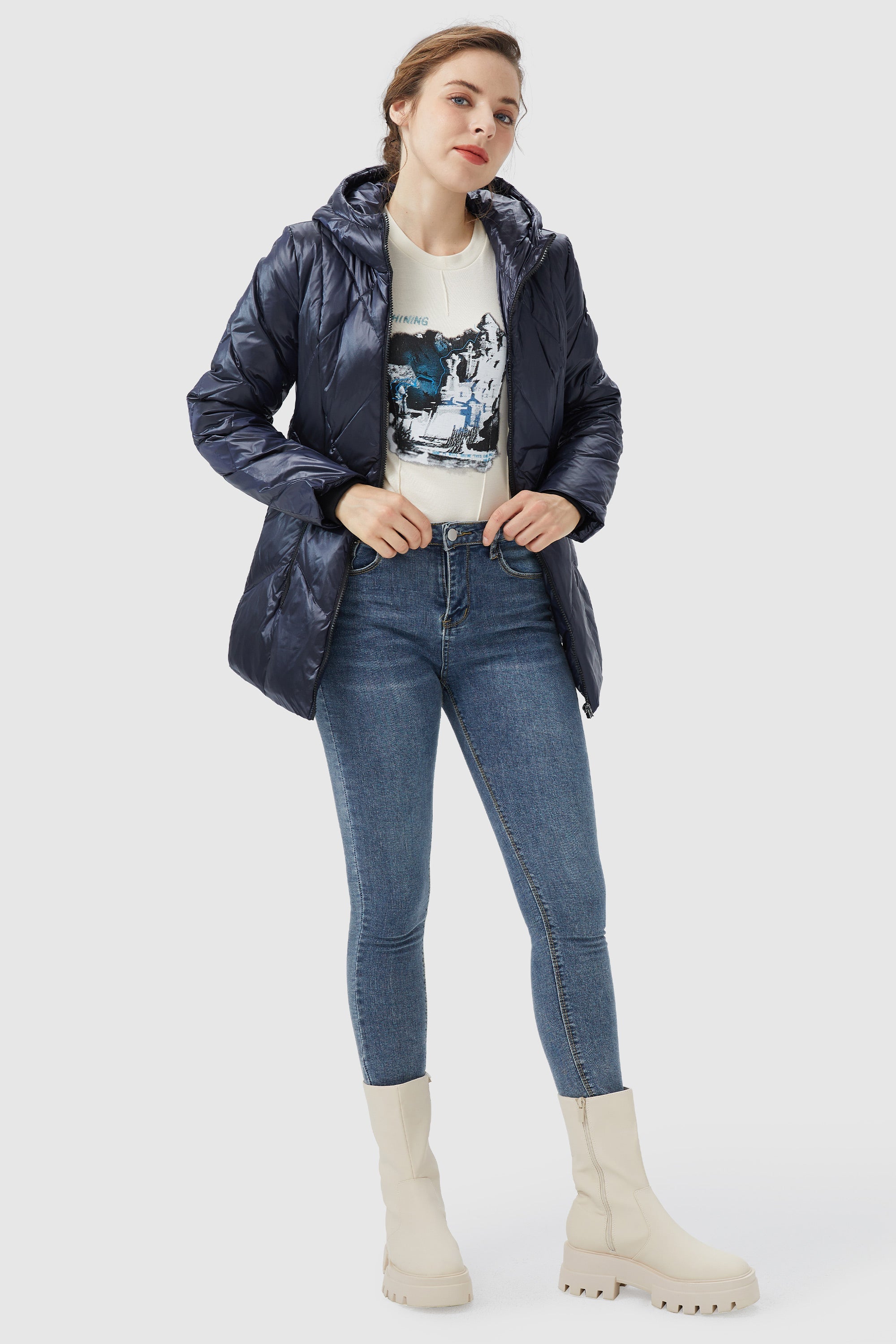 Diamond Quilted Jacket with Hood