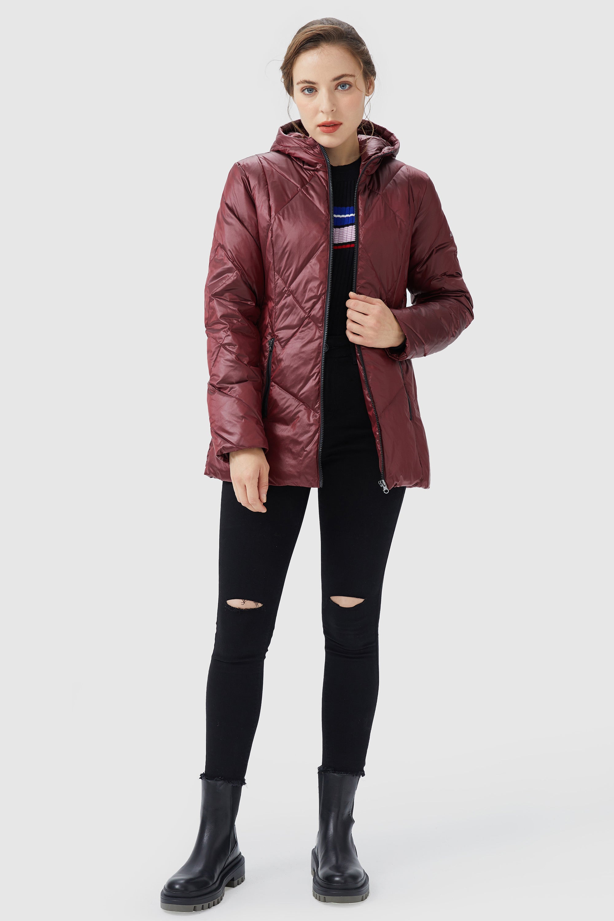 Diamond Quilted Jacket with Hood