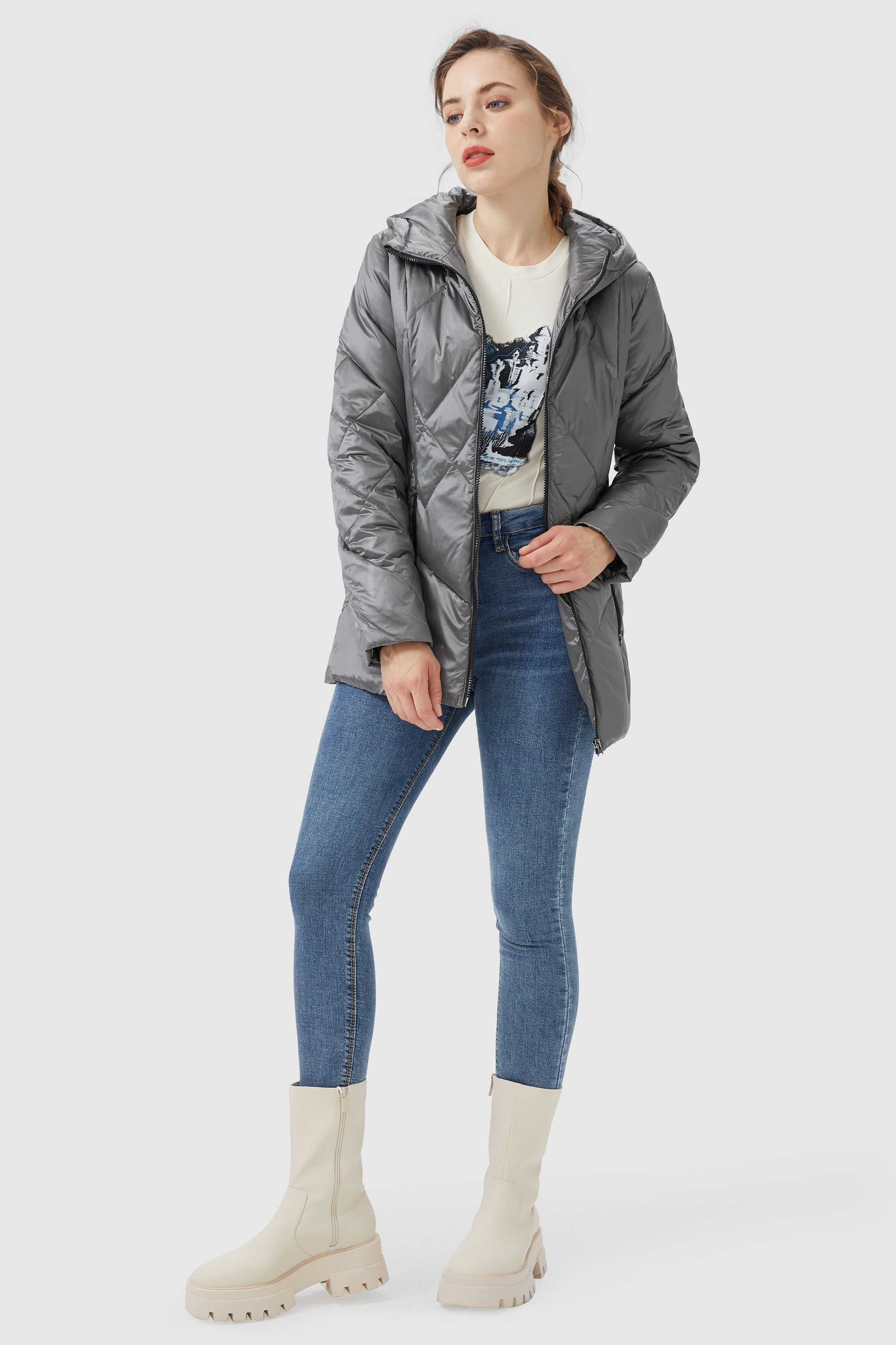 Diamond Quilted Jacket with Hood