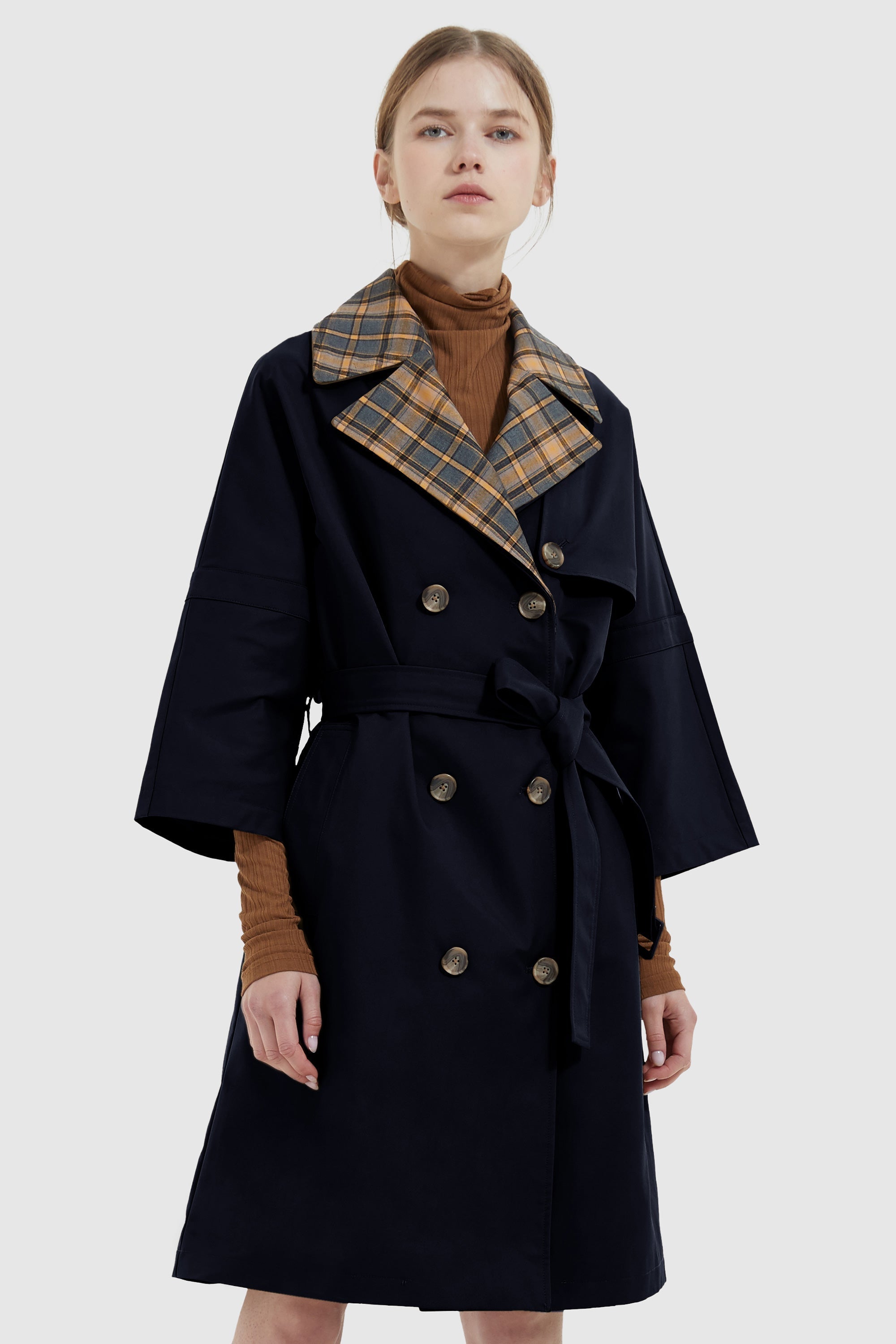 Double-Breasted Lapel Trench