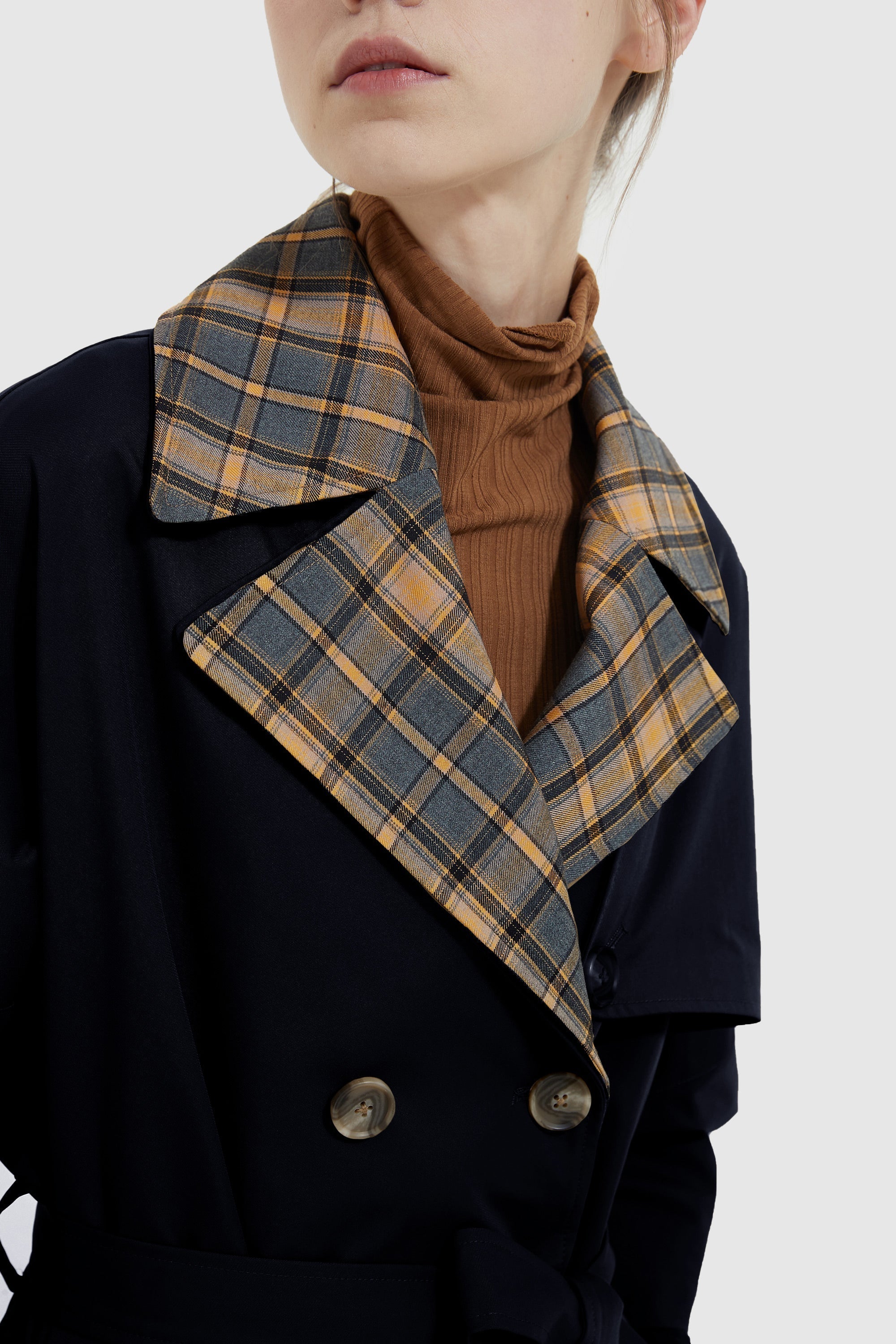 Double-Breasted Lapel Trench