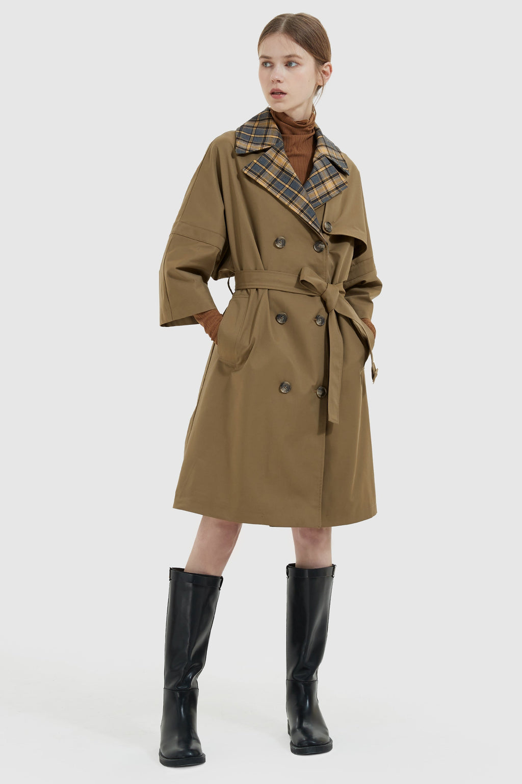 Double-Breasted Lapel Trench