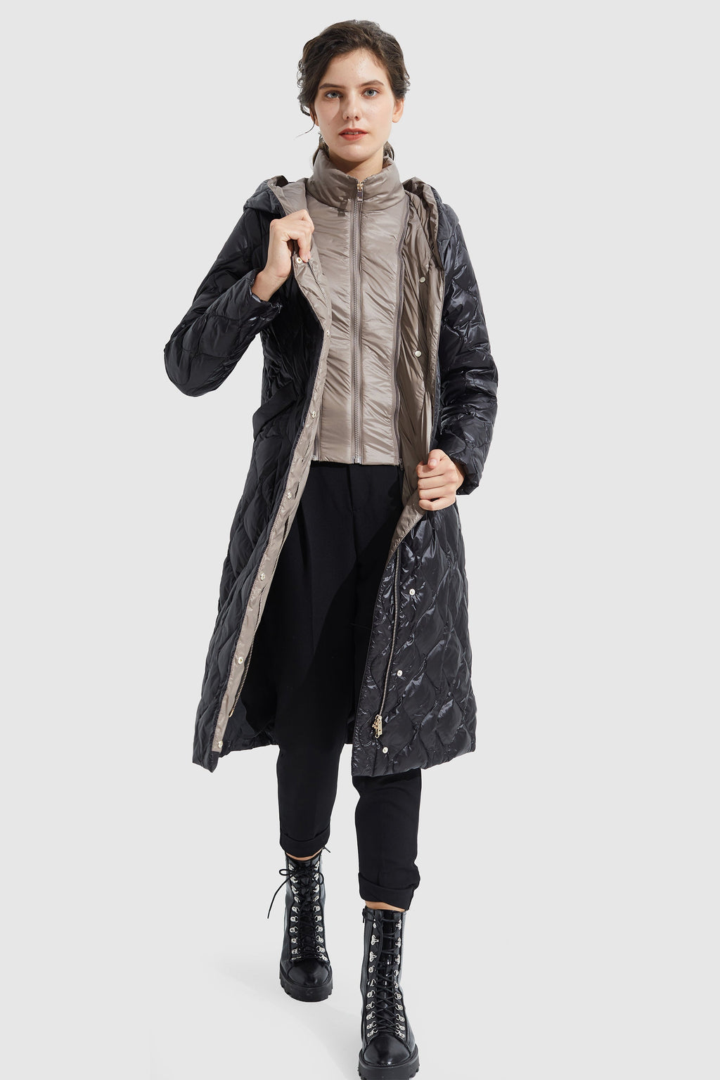 Double Layer Removable Hood Down Coat