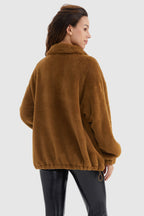 Drawstring Hem Fleece Zip-Up