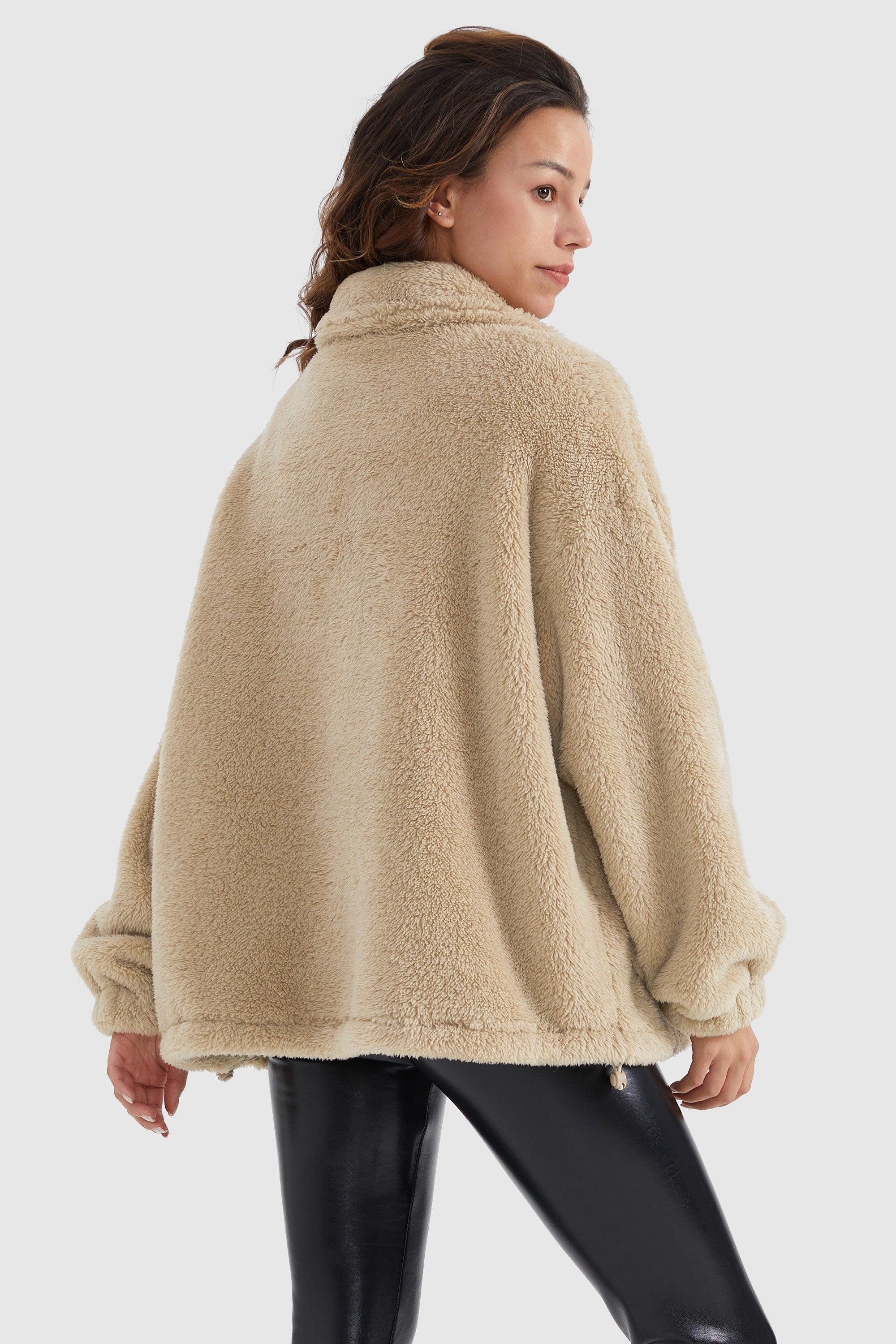 Drawstring Hem Fleece Zip-Up